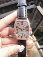 Replica Franck Muller Crazy Hours Diamond Bezel Diamond Dial Rose Gold Watch